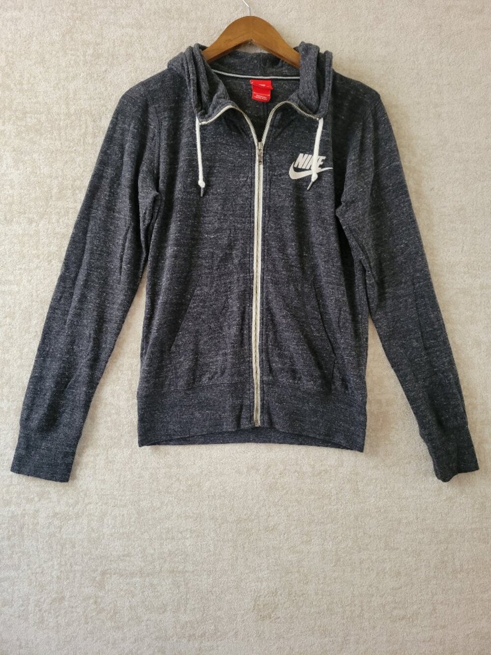 Nike Sportswear Gym Vintage Full-Zip Hoodie Medium Womens Gray Organic Cotton